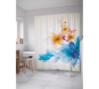 Штора (занавеска) для ванной JoyArty "Цветочная фантазия" из сатена, 180х200 см с крючками, sc_2659