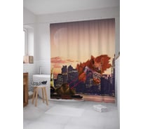 Штора (занавеска) для ванной JoyArty "Белка с лазерами из глаз" из сатена, 180х200 см с крючками, sc_26082