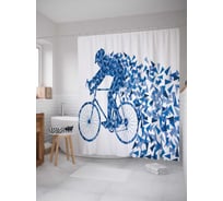 Штора (занавеска) для ванной JoyArty "Шлейф велосипедиста" из сатена, 180х200 см с крючками, sc_18252