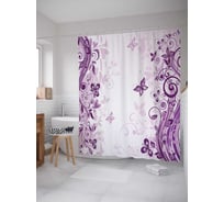 Штора (занавеска) для ванной JoyArty "Элегантные бабочки" из сатена, 180х200 см с крючками, sc_13609