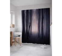 Штора (занавеска) для ванной JoyArty "Природная лесная тропа" из сатена, 180х200 см с крючками, sc_15756