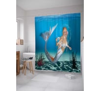 Штора (занавеска) для ванной JoyArty "Обворожительная русалка" из сатена, 180х200 см с крючками, sc_13871