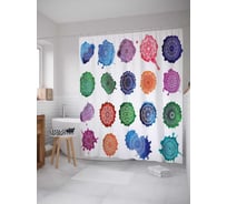 Штора (занавеска) для ванной JoyArty "Красочные пятна с узорами" из сатена, 180х200 см с крючками, sc_16066