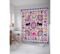 Штора (занавеска) для ванной JoyArty "Индийская история" из сатена, 180х200 см с крючками, sc_2869