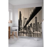 Штора (занавеска) для ванной JoyArty "Сепия огней мегаполиса" из сатена, 180х200 см с крючками, sc_2938