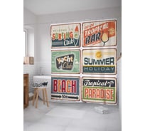 Штора (занавеска) для ванной JoyArty "Привлекательные вывески" из сатена, 180х200 см с крючками, sc_15593