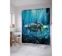 Штора (занавеска) для ванной JoyArty "Подводная субмарина" из сатена, 180х200 см с крючками, sc_20161