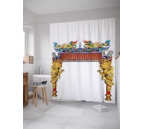 Штора (занавеска) для ванной JoyArty "Украшение драконами" из сатена, 180х200 см с крючками, sc_17900