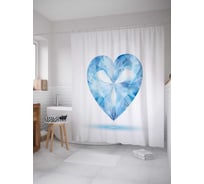 Штора (занавеска) для ванной JoyArty "Сияющий сапфир" из сатена, 180х200 см с крючками, sc_13318