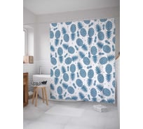 Штора (занавеска) для ванной JoyArty "Узор с ананасами" из сатена, 180х200 см с крючками, sc_16771