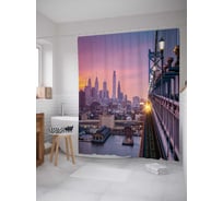 Штора (занавеска) для ванной JoyArty "Вечерний мост" из сатена, 180х200 см с крючками, sc_18417