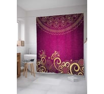 Штора (занавеска) для ванной JoyArty "Звездные цветы" из сатена, 180х200 см с крючками, sc_18527