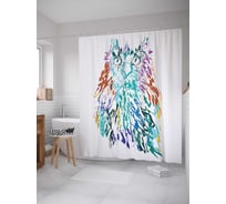 Штора (занавеска) для ванной JoyArty "Мохнатая сова" из сатена, 180х200 см с крючками, sc_15685