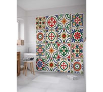 Штора (занавеска) для ванной JoyArty "Красочная комбинация" из сатена, 180х200 см с крючками, sc_17010