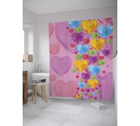 Штора (занавеска) для ванной JoyArty "Радужные сердца" из сатена, 180х200 см с крючками, sc_11952