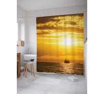 Штора (занавеска) для ванной JoyArty "Уплываем в закат" из сатена, 180х200 см с крючками, sc_17817