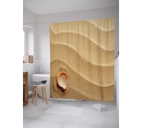 Штора (занавеска) для ванной JoyArty "Песчаная ракушка" из сатена, 180х200 см с крючками, sc_17268