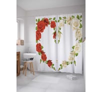 Штора (занавеска) для ванной JoyArty "Розы для сердца" из сатена, 180х200 см с крючками, sc_14166