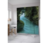 Штора (занавеска) для ванной JoyArty "Пещерная река" из сатена, 180х200 см с крючками, sc_10144