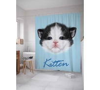 Штора (занавеска) для ванной JoyArty "Милый котенок" из сатена, 180х200 см с крючками, sc_15527