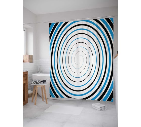 Штора (занавеска) для ванной JoyArty "Головокружительная спираль" из сатена, 180х200 см с крючками, sc_16973 1