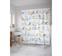 Штора (занавеска) для ванной JoyArty "Птичье совещание" из сатена, 180х200 см с крючками, sc_17054