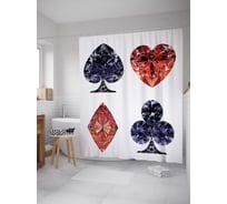 Штора (занавеска) для ванной JoyArty "Драгоценные масти" из сатена, 180х200 см с крючками, sc_13312