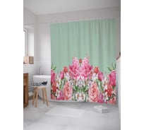Штора (занавеска) для ванной JoyArty "Цветочная композиция" из сатена, 180х200 см sc_378434