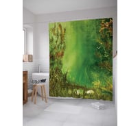 Штора (занавеска) для ванной JoyArty "Среди лесной травы" из сатена, 180х200 см с крючками, sc_11424