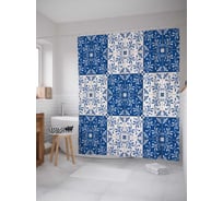 Штора (занавеска) для ванной JoyArty "Плитка с цветочными узорами" из сатена, 180х200 см с крючками, sc_17026