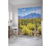 Штора (занавеска) для ванной JoyArty "Дикие кактусы" из сатена, 180х200 см с крючками, sc_10858