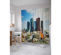 Штора (занавеска) для ванной JoyArty "Центр Лос-Анджелеса" из сатена, 180х200 см с крючками, sc_11249