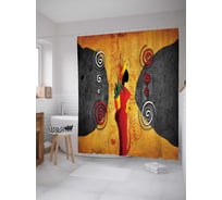 Штора (занавеска) для ванной JoyArty "Пламенная Африка" из сатена, 180х200 см с крючками, sc_17566