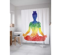 Штора (занавеска) для ванной JoyArty "Цветная медитация" из сатена, 180х200 см с крючками, sc_14797