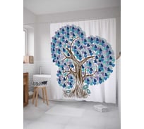 Штора (занавеска) для ванной JoyArty "Лиственная любовь" из сатена, 180х200 см с крючками, sc_13448