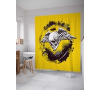 Штора (занавеска) для ванной JoyArty "Коронованный череп с крыльями" из сатена, 180х200 см с крючками, sc_21841