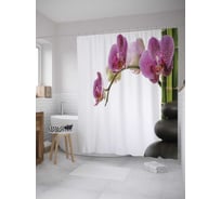Штора (занавеска) для ванной JoyArty "Фаленопсис" из сатена, 180х200 см с крючками, sc_28413
