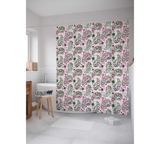 Штора (занавеска) для ванной JoyArty "Мир лепестков" из сатена, 180х200 см с крючками, sc_21946