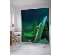 Штора (занавеска) для ванной JoyArty "Крыша в снегу" из сатена, 180х200 см с крючками, sc_29285