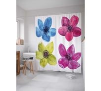 Штора (занавеска) для ванной JoyArty "Разноцветные лепестки" из сатена, 180х200 см с крючками, sc_29422