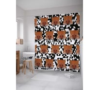 Штора (занавеска) для ванной JoyArty "Лисья мордочка" из сатена, 180х200 см с крючками, sc_29431