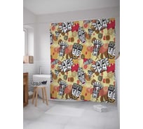 Штора (занавеска) для ванной JoyArty "Маски духов" из сатена, 180х200 см с крючками, sc_18554