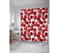 Штора (занавеска) для ванной JoyArty "Сочные ягоды" из сатена, 180х200 см с крючками, sc_29457