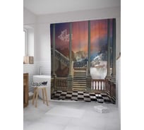 Штора (занавеска) для ванной JoyArty "Вид из замка" из сатена, 180х200 см с крючками, sc_28539