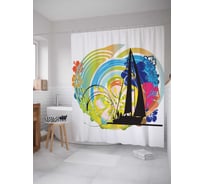 Штора (занавеска) для ванной JoyArty "Ветреные краски" из сатена, 180х200 см с крючками, sc_12518