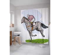 Штора (занавеска) для ванной JoyArty "Всадник на коне" из сатена, 180х200 см с крючками, sc_29416