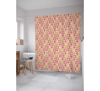Штора (занавеска) для ванной JoyArty "Двухцветные зигзаги" из сатена, 180х200 см с крючками, sc_29458