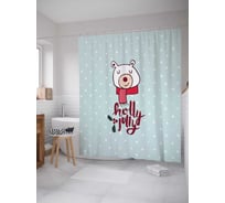 Штора (занавеска) для ванной JoyArty "Довольный мишка" из сатена, 180х200 см с крючками, sc_185492