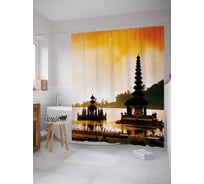 Штора (занавеска) для ванной JoyArty "Молитвенная река" из сатена, 180х200 см с крючками, sc_12251