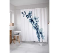 Штора (занавеска) для ванной JoyArty "Ветер с цветами" из сатена, 180х200 см с крючками, sc_14448